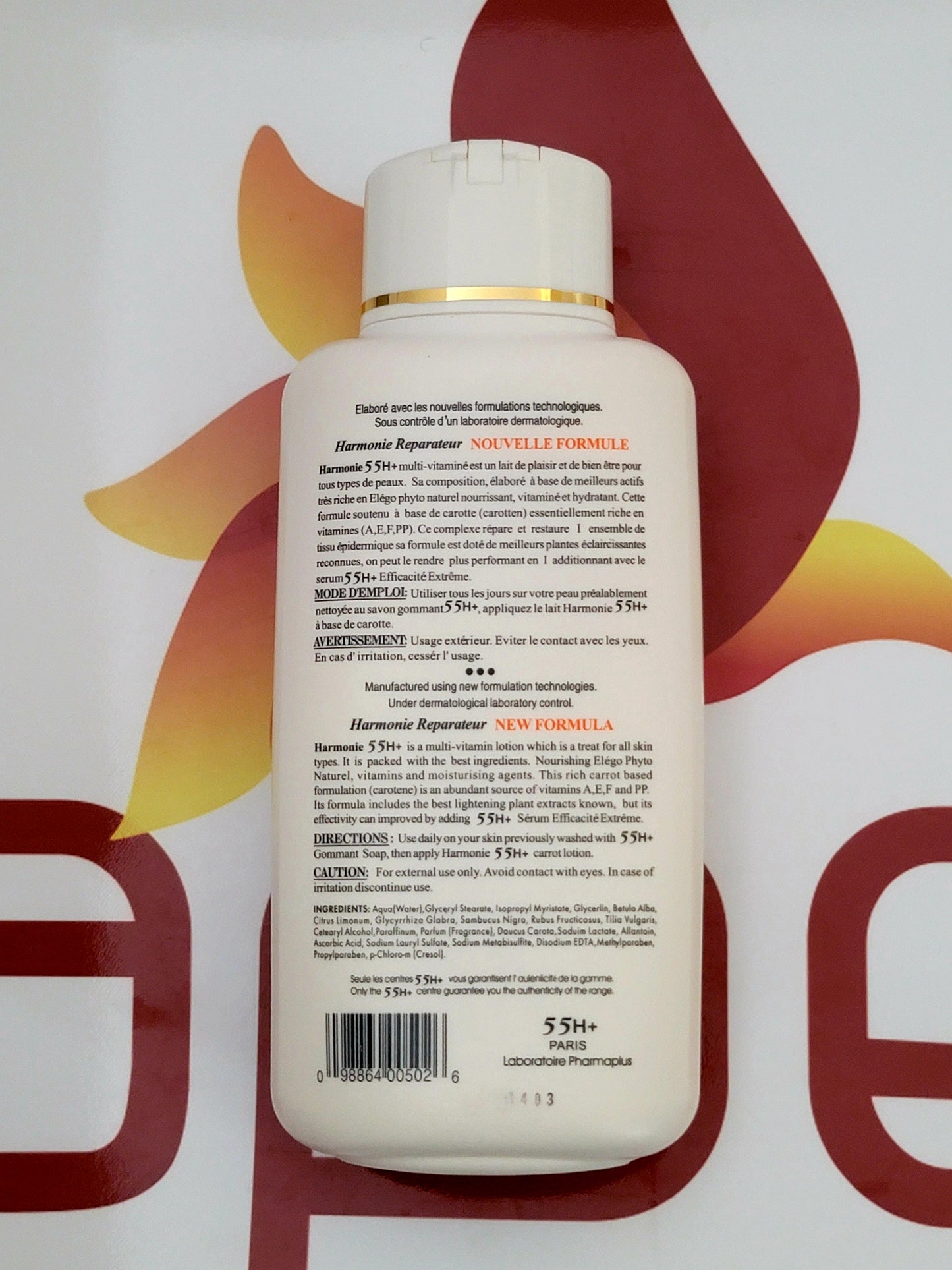 55H+ Paris Harmonie Reparateur Lotion with Carrot Oil 500ml