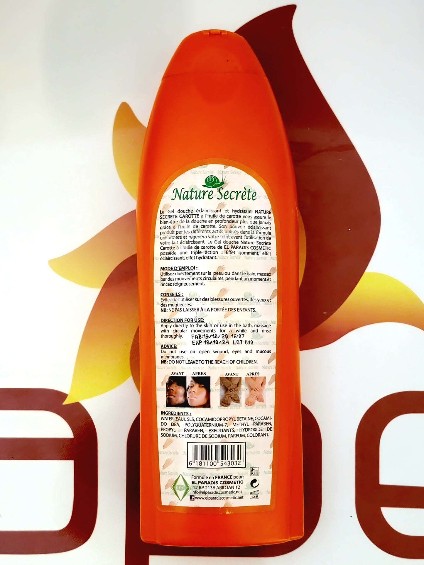 Nature Secrete Carotte Eclaircissant Et Hydratant Gel Douche 650ml