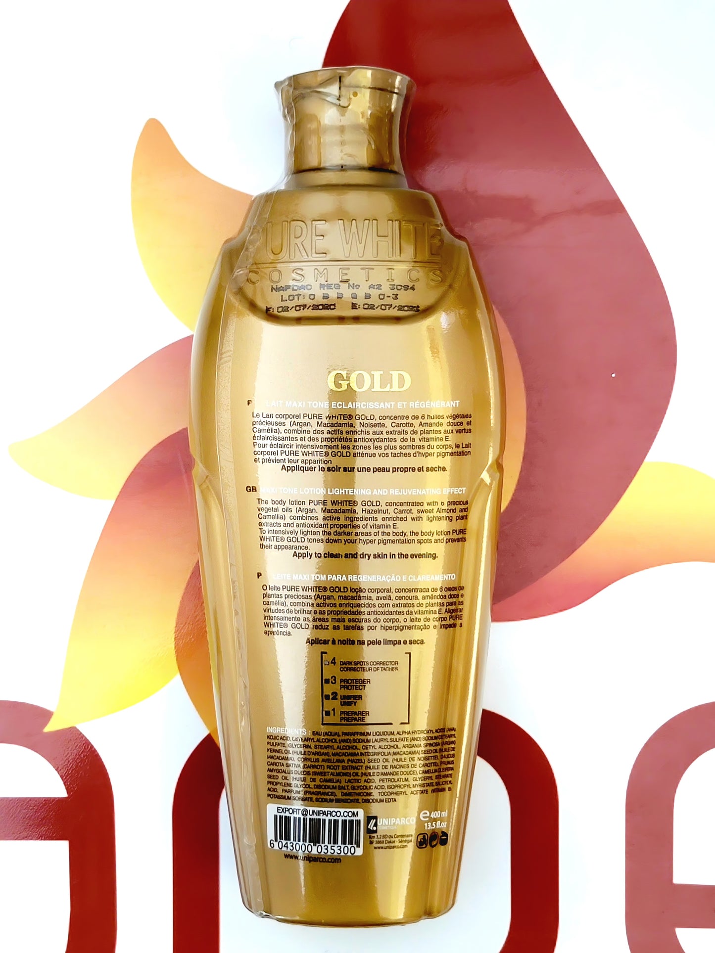 Pure White Gold Glowing Even Tone Lightening Body Lotion 400ml