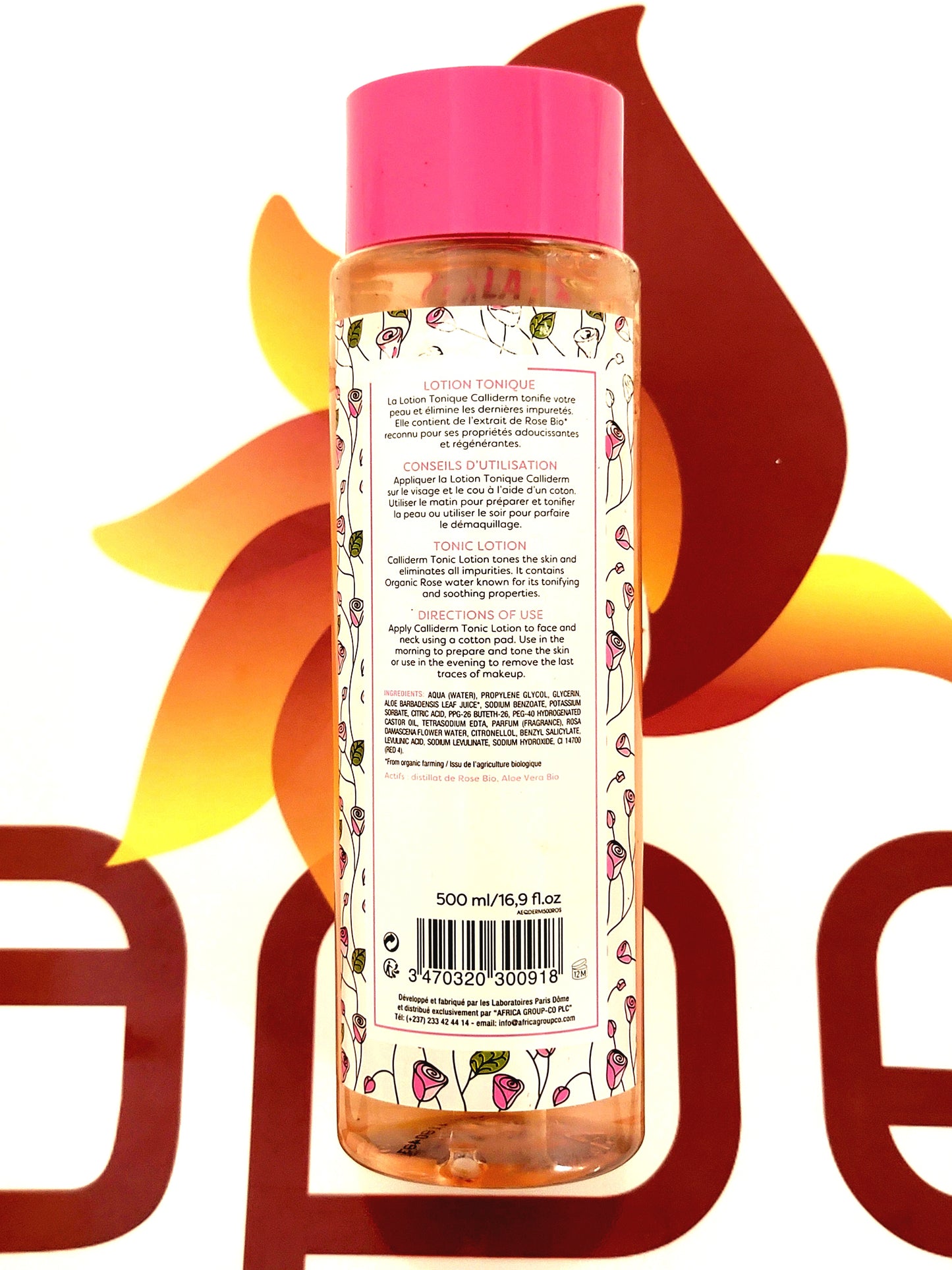 Calliderm Lotion Tonique with Organic Rose Water 500ml