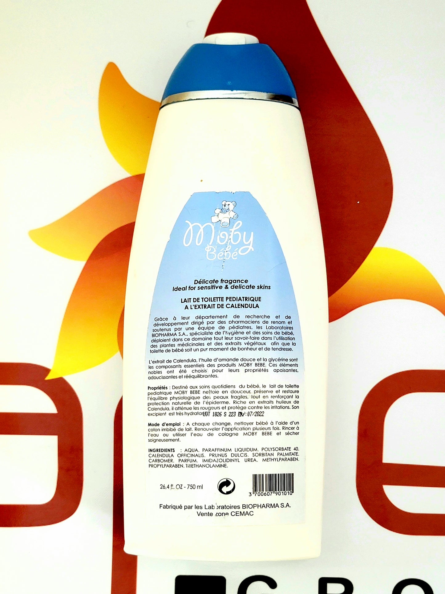 Moby Bebe Lait de Toilette Pédiatrique a l'extrait de Calendula 750ml (Blue)