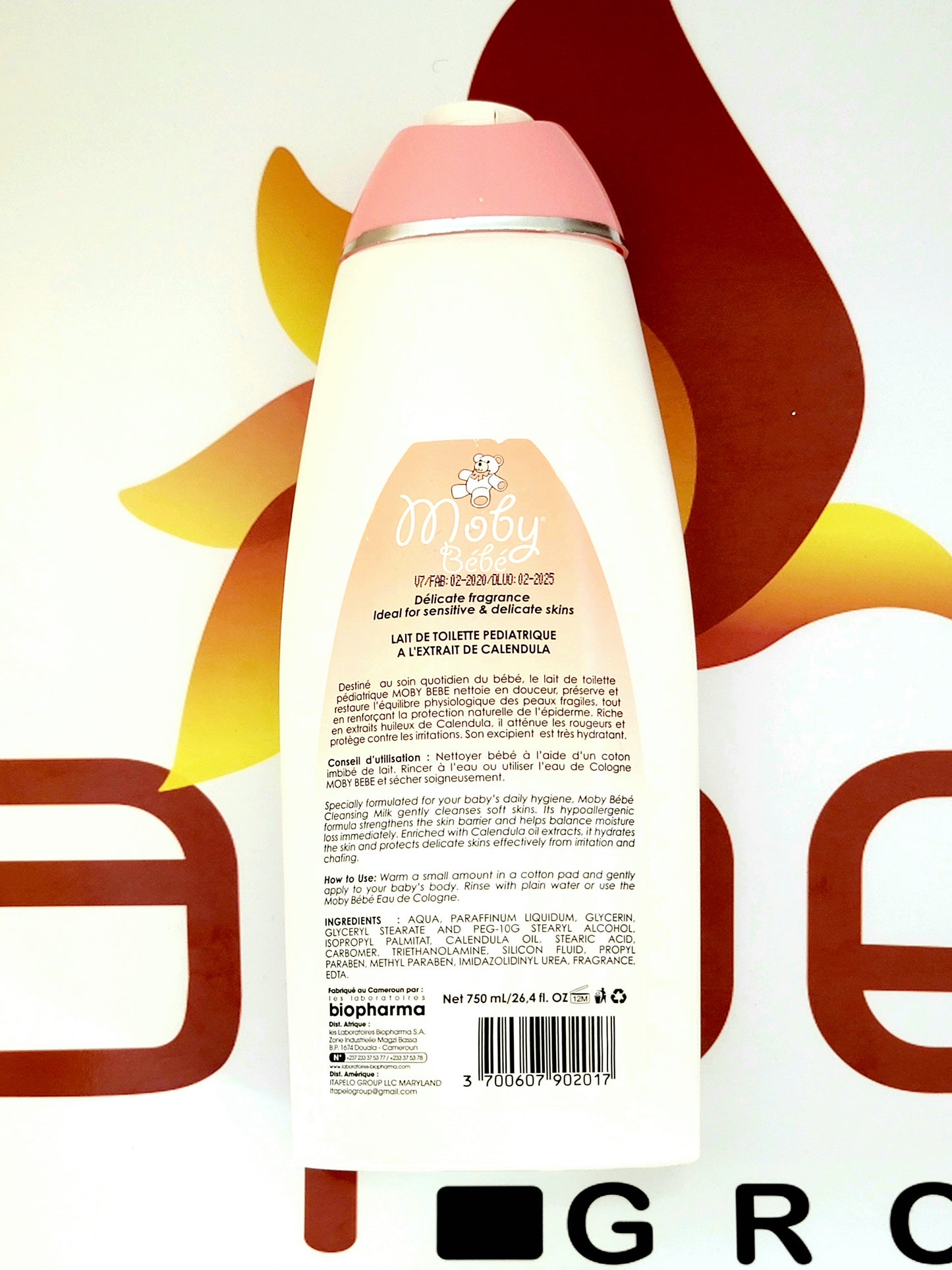 Moby Bebe Lait de Toilette Pediatrique a l'extrait de Calendula 750ml (Pink)